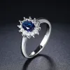 Bands Lady Princess Diana Rings for Women Bridal Blue Crystal Wedding Engagement Ring Anello di matrimonio per la moda femminile 076