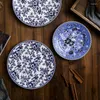 Conjuntos de vajillas British Western Western Ceramic Set Set Blue and White Chinese Western Bowls Plates para uso en el hogar