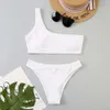 Nieuw zwempak enkele schouderbikini dames multi-kleuren split driehoekige broek bikini speciaal stof sub zwempak