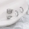 Örhängen oimg 925 stämpel silver färg 1 st zirkonia pärlklipp på örhängen för kvinnor geometriska öronkuff utan piercing flicka smycken