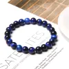 Strands Bracelets For Women Natural Royal Blue Tiger Eye Bracelet Handmade Energy Elastic Bangle 8 mm Stone Beads Pulsera Jewelry