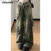 Women's Jeans Street clothing fashion straight retro high waisted jeans womens retro full length pants wide leg pockets Y2K denim Trouser yq240423