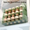 BINS Caixa de armazenamento de ovo Refrigerador Organizador de alimentos Recipientes de ovo Keeping Dispensador de bandeja Caixas de armazenamento de cozinha