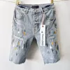 Men Shorts Purple jeans Summer Designer Short pants Skinny pant Slim shortpants Zipper Fly