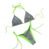 Kadın Mayo Kadın Seksi Halter String Bikini Set İki Parça Plaj Mayosu Kadın Yaz Küçük Göğüs Toplanan Mayo Takımına Alın