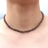 Kettingen Minimalistische heren ketting Natuurlijk wenge houtkraag vriendje geschenk 4/6/8mm schijf kralen Erkek Kolye nekaccessoires choker collier