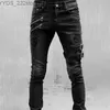 Jeans da donna pantaloni casual primavera/estate a 4 colori a 4 colori jeans elastico moto da uomo a colori solidi jeans abbigliamento maschile yq240423