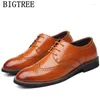 Dress Shoes Genuine Leather Men's Formal Brand Coiffeur Brogue Men Classic Italian Office Big Size Buty Meskie