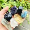 Декоративные фигурки 7 шт. Упалование Gemstone Смешанные камни натуральная радуга красочная скала минеральная агата для лечения чакры