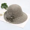 Boinas FS 2024 Lã Felta Fedora Little Top Hats for Woman Flower Bucket Cap Lady Spring Moda Feminina Millinery de Lã Feminino