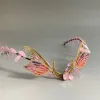 Smycken Woodland Crown Diadem Pink Butterfly Wing Tiara Fairy Costume Elven Festival Crown Bridal Renaissance Wedding