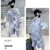 Teenage Boy Cartoon Bear Clothes Set Children Girls Girls Tie Dye Tshirts and Shorts 2pcs Suit Kid Top Bottom Outfits Tracksuit 240410