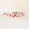 バンドHuitan Eternity Infinity Shape Women Rings with Pink Cubic Zirconia Romantic Proposal Ringsギフトウェディングラブジュエリー