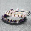 Strands Irregular Cut Surface Beads Bracelet Trendy Adjustable Natural Tiger Eye Amethyst Pink Quartz Beaded Bracelets for Women Jewelry