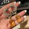 925 Silver Drop Earrings For Women Created Citrine Luxury Stud Dangle Earring Party Accessories Fine Jewelry 240422