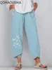 Pantalon féminin Capris Baggy Pantalon Bénéan Fashion Corée Taute élastique Coton Pantalon de cheville décontracté LoU