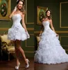 2020 Sexy Vestido de Noiva White Ball Abito da sposa Abiti da sposa Pickup senza cuore senza spalline Gonna rimovibile Mini Mini Bridal Bridal 9668545