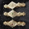 Muzułmańskie modne kobiety Kaftan Belts Gold Kolor Rhinestone Metal Talia Łańcuch Arabic Chic Body Biżuter