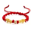 Charm Bracelets Handmade Braided Rope Pixiu Bracelet For Women Men Luck Wealth Black Red Color Wrist Chain Jewelry Birthday Gift