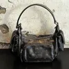 Axillär påse axelväska designer handväska lady clutch purse cowhide läder mode bokstäver dragkedja stängning av hög kvalitet tygväskor kohud läder fyra färg