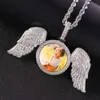 Angel Wings Grand cadre photo Pendant plein de collier Hip Hop Zircon Bijoux