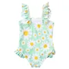 Swimwear femminile da nuoto 1-5y per bambini da bagno da bagno carino set bikini costume da bagno con arricciatura stampa floreale kawaii infantil infantil da bagno un pezzo