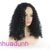 Wholesale Fashion Wigs hair for women Black Diagonal Split Small Roll Long Wig Chemical Fiber High Temperature Silk Full Machine Head Cover LW0188