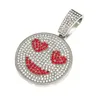 NOUVEAU COLORD DIAMANT FULL SOURING SOURING COEUR RED Collier Eye Collier Hip-Hop Chaîne Pullage polyvalent Grand Pendant