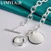 Pendenti urmylady 925 argento sterling liscio rotondo da 18 pollici collana a ciondolo per donne gioielli di moda per feste di matrimonio