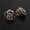 Ohrringe Grace Jun Vintage Gold Farbe Rose Blumenform Clip an Ohrringen kein durchbohrt für Frauen Wunderschöne Kissen Ohrringe brauchen kein Ohrloch