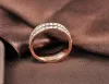 Bands Lokaer Simple Design Pave Two Row Clear Cubic Zirconia Rose Gold Color Titanium Steel Anniversary Wedding Rings For Women R17050