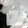 T-shirts Boys T-shirt stampato orsacchiotto per bambini in cotone a maniche corte per ragazze e top per bambini come base H240423