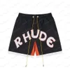 Дизайнерские шорты Rhude Shorts Summer Fashion пляжные брюки мужчины высококачественная уличная одежда красные голубые черные фиолетовые брюки Мужские короткие US Siize: S-XL