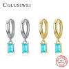 Örhängen Colusiwei 2021 Emerald Cut Tourmaline 925 Sterling Silver Hoop Earring For Women Luxury Wedding Engagement Party Promise Smycken