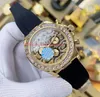 Luxury Mens Diamond Watches 116588 116595 18K Rose Gold Tiger montre automatique Mouvement Crystal Wristwatch No Chronograph Christmas3410102