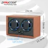 FRUCASE Double Watch Winder for Automatic Watches 2 Box Jewelry Display Collector Storage Wood Grain with Light 240418