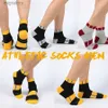 Men's Socks Mens cotton sports socks short sports running outdoor summer wash casual black red blue brand design mens 3 pairs set yq240423