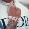 Brins nouveau bracelet de chaîne cubaine 15 mm glacée bracelet bling cz or argent gold couleurs pour hommes de luxe fermoir
