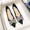 Casual Shoes Women Flats Spring Summer Beauty Pointed Toe Pearl Bowknot Shiny Bridesmaid Slip-on Loafers 35-43