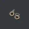 High-end Luxury carrtier Earring Asian gold jewelry three ring color band Diamond Earrings couple Ring buckle Set