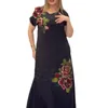 Casual Dresses Printed Design Dress Floral Print Maxi For Women Plus Size O Neck Kort ärm A-Line Summer Ankel Längd Pendling