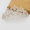 Jóias forseven ouro rosa /coloração prata cristal pérolas simuladas princesa diadema tiara coroa de noiva jóias de cabelo de casamento noiva
