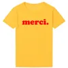 MERCI Lettre imprimée français disant les femmes de mode T-shirts merci de streetwear tops coton tshirt tshirt vestiges pour femmes 240409