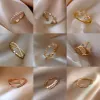 Bandes Gold Placing Anneau réglable pour les femmes Anneaux de doigt de mode Design simple d'anneau de queue simple couleur zircon de mariage bijoux