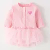 One-Pieces Newborn Clothes Princess Dress Suit Baby Girl Tulle Tutu Romper with Knitted Coat Infant Bodysuit Toddler Girls Outfits Set