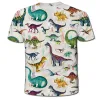 T-shirty 2024 Child Boys Dziewczęta dinozaur Tshirty Letni krótkie ubrania chłopięce z krótkim rękawem
