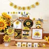 Dekorativa figurer Summer Tiered Tray Decor 17st Sunflower Farmhouse Set for Table Mantel