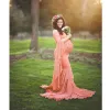 Jurken Maternity Photography Props Zwangerschapsjurk Fotoshoot Sexy Boho Schouderloze belmouwen Maxi Lange Jurk Zwangerschap Mermaid