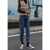 Kvinnors jeans 2024 Spring Autumn Fashion High Street Design Sense Grey Hollow Out Women Loose Draping Straight Tube Denim Pants Female