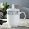 Кружки Jingdezhen Ceramic Teacup Water Cup с крышкой творческий офис встречи в костяном фарфоре кружка